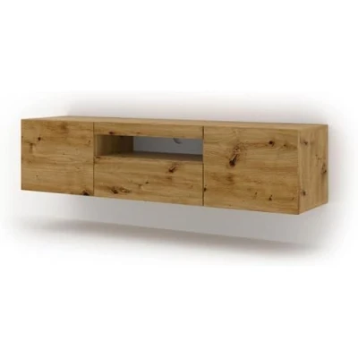 Abbildung von BIM Furniture Lowboard TV Schrank Aura 150 cm Hängend oder Stehen universal Unterschrank Fernsehschrank Board Sideboard HiFi Tisch Hängender (Artisan Eiche ohne LED)