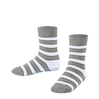 Abbildung von FALKE Unisex Kinder Simple Stripes K HP Baumwolle Rutschhemmende Noppen 1 Paar Stoppersocken, Grau (Light Heather 3223) neu umweltfreundlich, 35 38