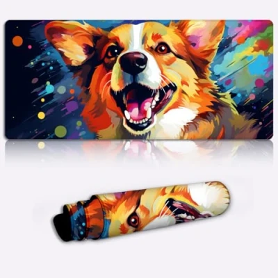 Abbildung von CHTXD Gaming Mauspad, Corgi Hund, XXL Mauspad (89,9 x 39,9 0,3 cm), erweitertes großes Schreibtischunterlage