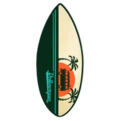 Abbildung von VW Collection by BRISA Wakesurfboard Volkswagen Skimboard aus Echtholz, Skimboard, (1, 1 tlg), mit grünem T1 Bulli Bus Design, Maße: 44 x 104 cm