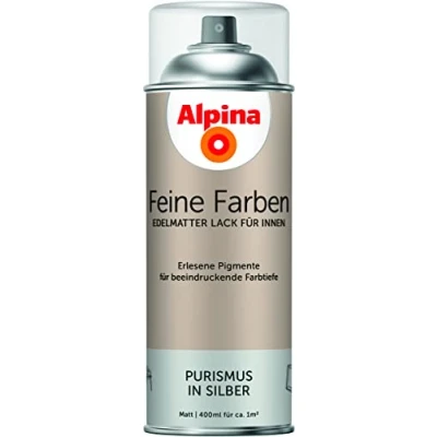 Abbildung von Alpina Feine Farben Sprühlacke Purismus in Silber edelmatter Sprühlack für innen eine beeindruckende Farbtiefe geruchsarm &amp; schnelltrocknend 400ml