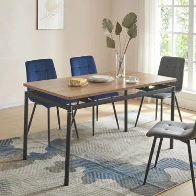 Abbildung von [en.casa] Esstisch Hemnes für 6 Personen 140 x 80 cm Esszimmertisch rechteckige Tischplatte Küchentisch Stahlbeine Eiche Optik