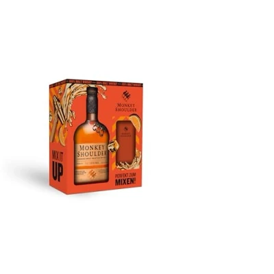Abbildung von Monkey Shoulder Blended Malt Scotch Whisky, 70cl Geschenkset mit Longdrinkglas