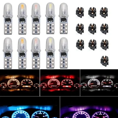 Abbildung von weiXuan 10 Stück DC 12 V T5 Autolampen mit Drehverschluss Sockel Armaturenbrett Glühbirnen 2721 27 37 286 Wedge Pc74 Indoor Cluster Gauge Kits (Eisblau)