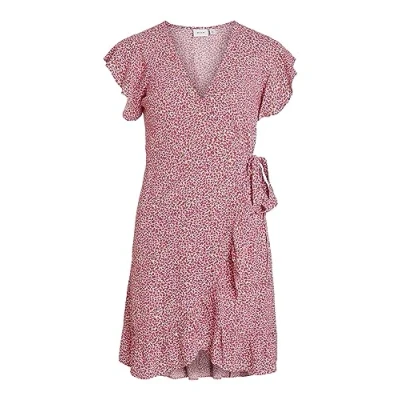 Abbildung von VILA Vifini WRAP Short Dress Freizeitkleid, Damen, Größe: 40, Pink yarrow