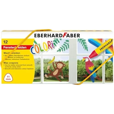 Abbildung von Eberhard Faber 524112 Fensterkreide Set, 12 Wachsmalstifte für Fenster und Papier, auf glatten Oberflächen mit Wasser abwaschbar