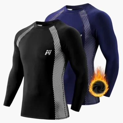 Abbildung von MEETWEE Herren Thermounterwäsche Oberteile, Thermoshirt Langarm Kompressionsshirt Funktionsshirt Atmungsaktiv Thermounterhemd Männer Sportshirt für Running Fitness Gym