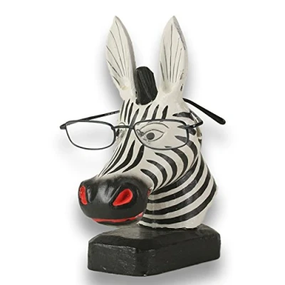 Abbildung von ART CRAFT Brillenhalter brillenständer brillenablage Zebra aus Holz handgeschnitzt und handbemalt 20cm