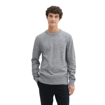 Abbildung von TOM Tailor Denim Strickpullover, Herren, Größe: Large, Navy white mouline