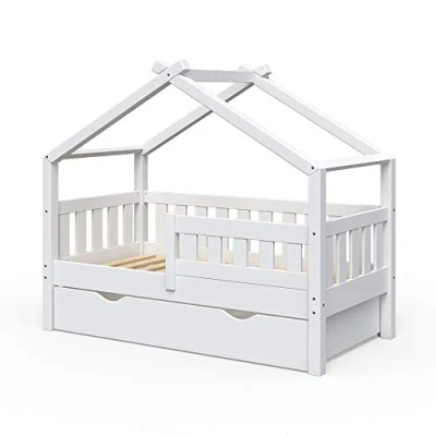 Abbildung von VitaliSpa® Hausbett Design, Weiß, 70x140 cm mit Schublade