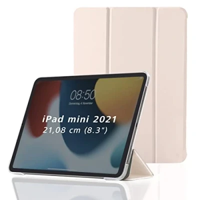 Abbildung von Hama Hülle für Apple iPad mini 2021 (aufklappbares Case Tablet 6. Generation, Schutzhülle mit Standfunktion, transparente Rückseite, magnetisches Cover) rosa rose pink