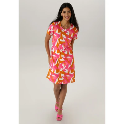 Abbildung von Aniston SELECTED Jerseykleid, mit farbenfrohen, graphischen Druck NEUE KOLLEKTON
