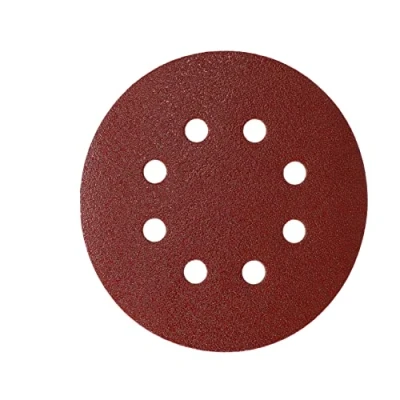 Abbildung von Mirka Red Schleifpapier Schleifscheiben Ø 125 mm / Klett Haftung /8 Loch /Korn P80 /5 Stück zum Schleifen von Holz, Metall und Kunststoff