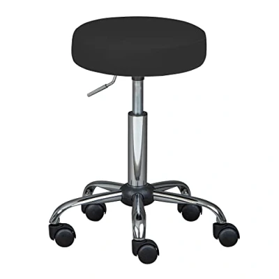 Abbildung von Inter Link Drehhocker auf Rollen Höhenverstellbar 50 66 cm Rollhocker Arbeitshocker Sitzhocker Aus Metall und Kunstleder ASRA Schwarz