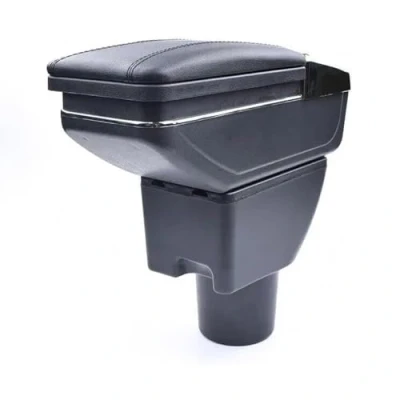Abbildung von Armlehne Mittelkonsole Mittelarmlehne Auto Organizer Armlehnenbox Kompatibel Mit Hyundai Getz 2005 2008 Getränkehalter Becherhalter Aschenbecher 3D Drehbar Leder Schwarz Autohobby