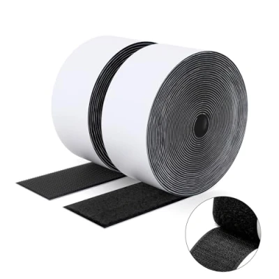 Abbildung von SUTOUG Klettband mit selbstklebend, 50 mm x 5 m, strapazierfähiges Hakenband und Schlaufenband, extra starker doppelseitiger Klettverschluss, Wandklebestreifen für den Innen Außenbereich, schwarz