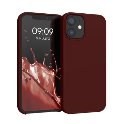 Abbildung von kwmobile Hülle kompatibel mit Apple iPhone 12 Mini Silikon Handy Case Handyhülle weiche Oberfläche kabelloses Laden Tawny Red