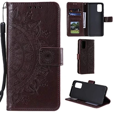 Abbildung von CoverKingz Schutzhülle kompatibel mit Huawei P40 Pro Handycover Kartenfach Schutztasche Wallet Flip Case klappbar Motiv Mandala Braun