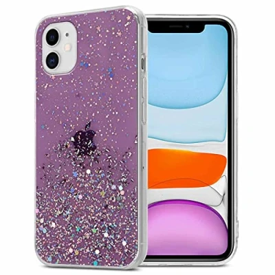 Abbildung von Cadorabo Hülle kompatibel mit Apple iPhone 11 PRO Rundumschutz TPU Silikon Case Mädchen Glitzer Strass Design Slim Kratzfest Weiche Gummi Bling Schutzhülle für in Lila