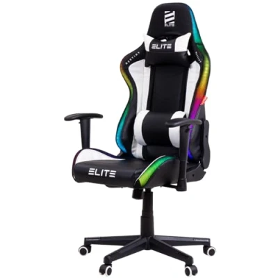 Abbildung von ELITE LED Gaming Stuhl MG200 Destiny Ergonomischer Bürostuhl Schreibtischstuhl Chefsessel Sessel Racing Gamingstuhl Drehstuhl Chair Kunstleder (RGB Schwarz/Weiß)
