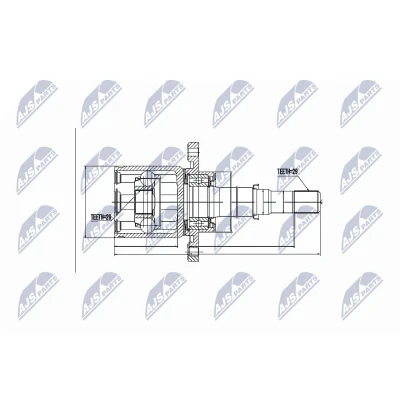 Abbildung von NTY NPW NS 046 Gelenksatz Vorderachse rechts NISSAN: Qashqai / Qashqai+2 I, X Trail, RENAULT: Koleos I