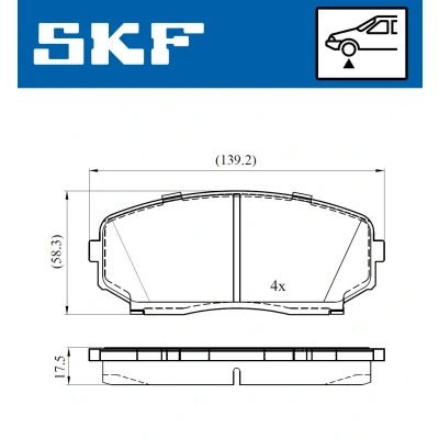 Abbildung von SKF VKBP 80612 A Bremsbelagsatz mit akustischer Verschleißwarnung