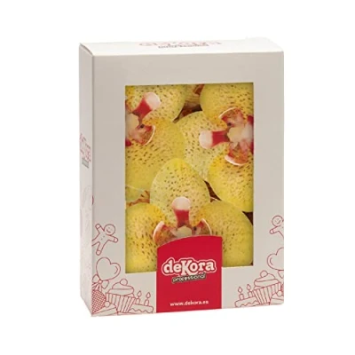 Abbildung von Dekora Orchideen Tortendeko Essbar 10 Essbare Blumen für Torte aus Esspapier Gelb 7,5 x 8,5 cm