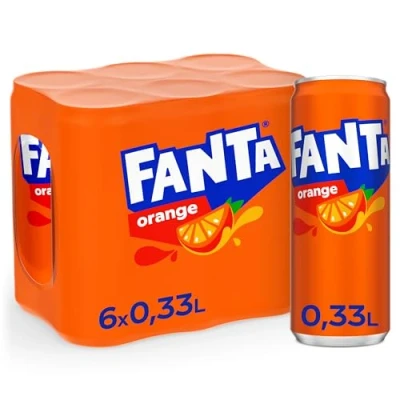 Abbildung von Fanta Orange super frische Limonade mit Orangengeschmack und Spaß Garantie in Einweg Dosen (6 x 330 ml)