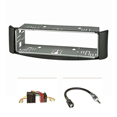 Abbildung von tomzz Audio 2451 010 Radioblende Set kompatibel mit Smart fortwo (450) Bj.1998 2007 dunkelgrau Metallschacht Radioadapter ISO Raku2 Antennenadapter DIN