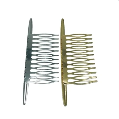 Abbildung von VASANA 2 Stück (Gold + Silber) Frauen Mädchen Elegant Glatte Legierung Haarkamm Französisch Twist Kamm Haar Einsatz Grips Seitenkamm Clips Styling Werkzeug