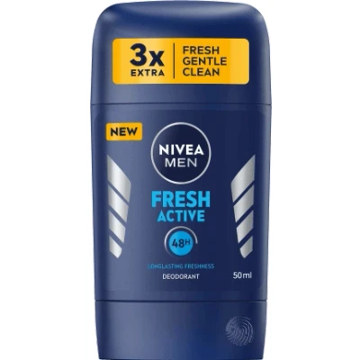 Abbildung von Nivea Men Stick Fresh Active 48h Extra Gentle Clean Skin Feel Protection Effective Formula Provides A Softer Texture Long Lasting Freshness, 50ml, Pack Of 2