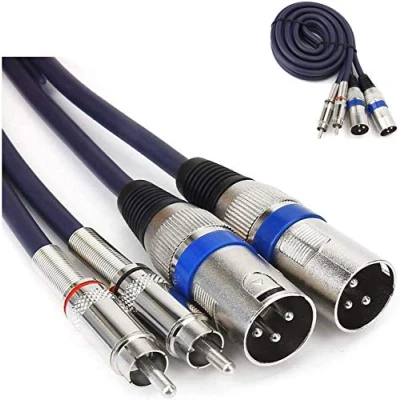 Abbildung von HTRUIYATY 2xXLR Männlich Kable auf 2xCinch Kabel RCA kable, HiFi Stereo Audio Verbindung XLR Patchkabel Mikrofon Leistungsverstärker 2 m