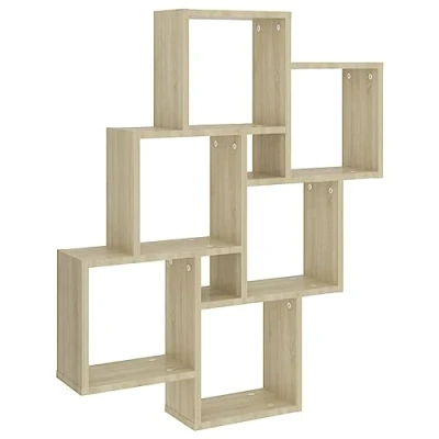 Abbildung von vidaXL Würfelregal Wandregal Hängeregal Cube Lounge CD Regal Dekoregal Bücherregal Schweberegal Wandboard Regalwürfel Sonoma Eiche 78x15x93cm Holzwerkstoff