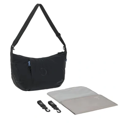 Abbildung von LÄSSIG Baby Wickeltasche zum Umhängen mit Wickelunterlage, Kinderwagenbefestigung, wasserabweisend/GRE Lunua Bum Bag black
