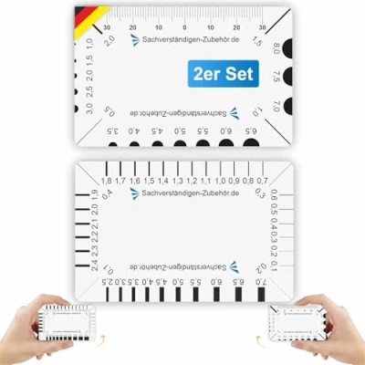 Abbildung von Sachverständigen Zubehör® Rissmonitor als [praktische Risskarte] 2er Set Messlehre Spaltmaß Risslineal Rissbreitenmesser Rissbreitenlineal Risskarte Sachverständiger