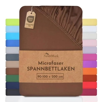 Abbildung von Spannbettlaken Microfaser Spannbettlaken, NatureMark, Polyester, Gummizug: rundum, viele Größen und Farben Markenware, 90x200cm, Schoko braun