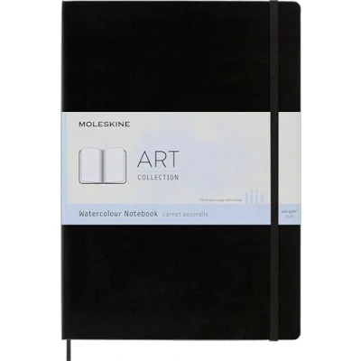 Abbildung von Moleskine Aquarell Notizbuch im A4 Format 21x29,7 cm Klassisches Notizbuch, Papier geeignet für Aquarellstifte und Farben, Harter Umschlag elastischer Verschluss, Farbe Schwarz, 60 Seiten