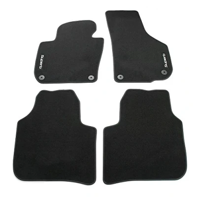Abbildung von Skoda 3T1061404A Textil Fußmatten 4X Stoffmatten schwarz mit SUPERB Schriftzug