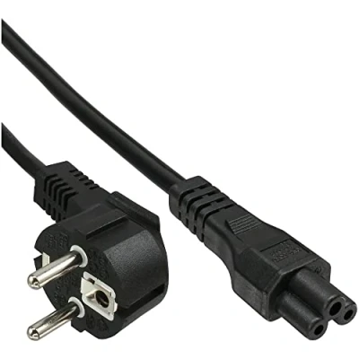 Abbildung von InLine 16657D Netzkabel für Notebook, Schutzkontaktstecker gewinkelt auf 3pol Kupplung, schwarz, 2m