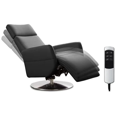 Abbildung von Cavadore TV Sessel Cobra mit 2 E Motoren / Elektrischer Fernsehsessel Fernbedienung Relaxfunktion, Liegefunktion Ergonomie M Belastbar bis 130 kg 71 x 110 82 Echtleder Schwarz