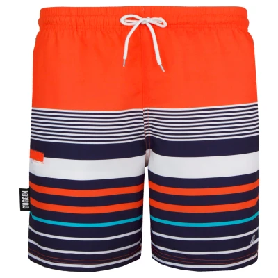 Abbildung von GUGGEN Mountain Badehose für Herren Schnelltrocknende Badeshorts 595 mit Kordelzug Beachshorts Boardshorts Schwimmhose Männer Muster Orange Schwarz XXXXL