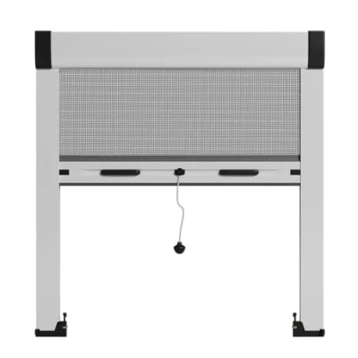 Abbildung von Fliegengitter Insektenschutzrollo aus Aluminium nach Maß für Fenster, einfaches Anbringen, komplettes Set (Breite 150 cm bis 180 Höhe 50 149 cm)