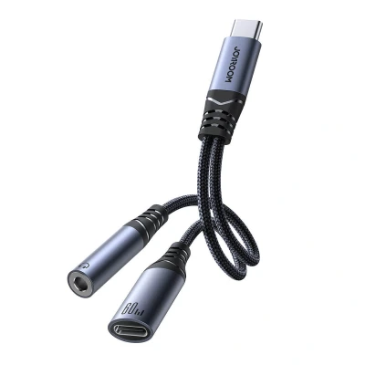 Abbildung von JOYROOM 2in1 DAC Adapter USB C auf / 3,5 mm Miniklinke Schwarz