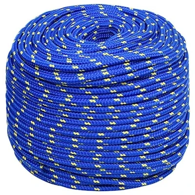 Abbildung von vidaXL Bootsseil Ankerleine Festmacher Tauwerk PP Leine Seil Tau Polypropylenseil Geflochten Flechtleine Blau 8mm 50m Polypropylen