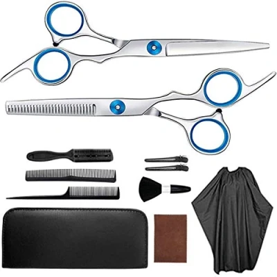 Abbildung von Haarschneideschere, Edelstahl, professionelle Friseurschere, 11 teiliges Haarscheren Set, professionelles Haar für Damen und Herren
