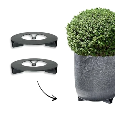 Abbildung von terraced® 2er Set Blumentopf Untersetzer Farbe: Schwarz Rund 27cm Durchmesser Recycling Material Made in Germany