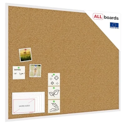 Abbildung von ALLboards Pinnwand mit Weißem Holz Rahmen 100x80cm Korktafel Korkwand Kork