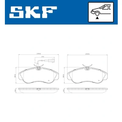Abbildung von SKF VKBP 81031 E Bremsbelagsatz inkl. Verschleißwarnkontakt FIAT: Ducato II Pritsche/Fahrgestell, Kastenwagen, Bus