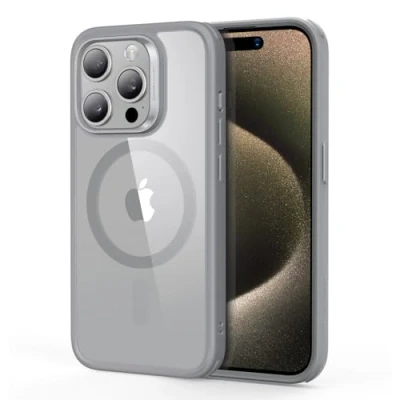 Abbildung von ESR für iPhone 15 Pro Max Hülle, kompatibel mit MagSafe, Militärnorm Schutz, vergilbungsbeständig, Kratzfeste Rückseite, magnetisches HandyHülle Case Max, Klares Grau