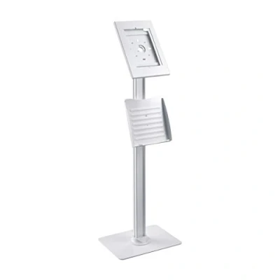 Abbildung von PureMounts PDS 5921 Standfuß mit Broschürenhalter und abschließbarem Stahlgehäuse für Tablets Apple iPad 9.7&quot; / 10.2&quot; Pro 10.5&quot; Air 10.5&quot;(Gen 3) Samsung Tab A 10.1&quot; 2019, weiß